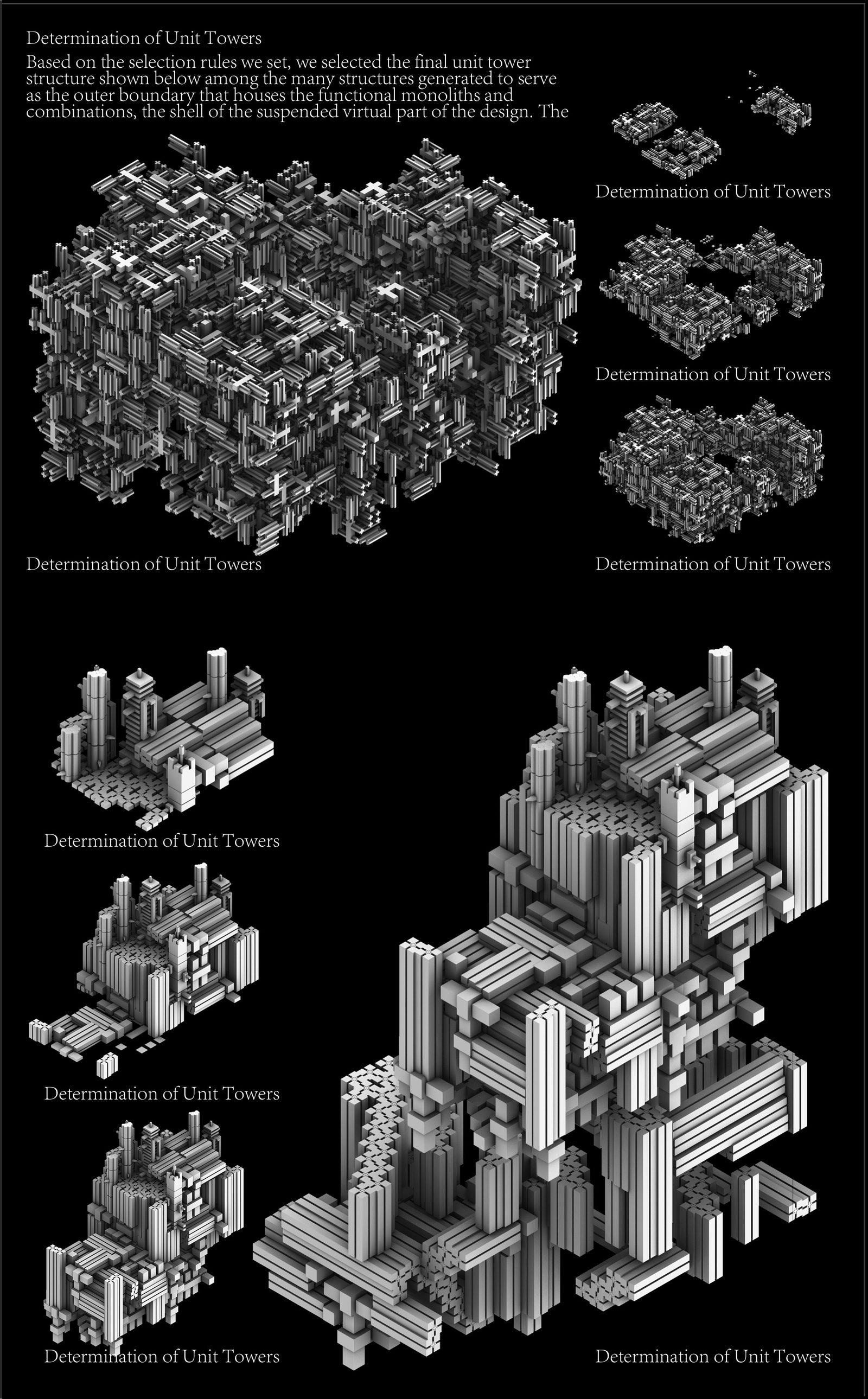 Determination of unit towers: Unit towers combined into larger aggregates.
